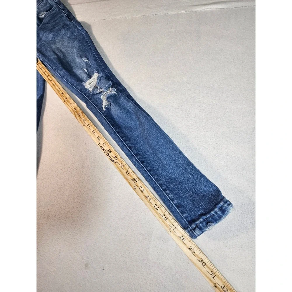 Altar'd State Distressed Skinny Jean Blue Button Fly High Rise T5069-F24 Size 24